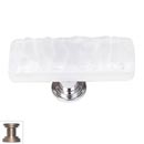 Sietto [SLK-212-SN] Handmade Glass Cabinet Knob - Skinny Glacier - Long - White - Satin Nickel Base - 2" L x 3/4" W