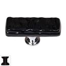 Sietto [SLK-213-ORB] Handmade Glass Cabinet Knob - Skinny Glacier - Long - Black - Oil Rubbed Bronze Base - 2" L x 3/4" W