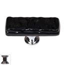 Sietto [SLK-213-PC] Handmade Glass Cabinet Knob - Skinny Glacier - Long - Black - Polished Chrome Base - 2&quot; L x 3/4&quot; W