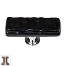 Sietto [SLK-213-SN] Handmade Glass Cabinet Knob - Skinny Glacier - Long - Black - Satin Nickel Base - 2&quot; L x 3/4&quot; W