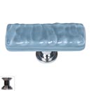 Sietto [SLK-215-PC] Handmade Glass Cabinet Knob - Skinny Glacier - Long - Powder Blue - Polished Chrome Base - 2&quot; L x 3/4&quot; W