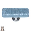 Sietto [SLK-215-SN] Handmade Glass Cabinet Knob - Skinny Glacier - Long - Powder Blue - Satin Nickel Base - 2" L x 3/4" W