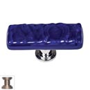 Sietto [SLK-221-SN] Handmade Glass Cabinet Knob - Skinny Glacier - Long - Deep Cobalt - Satin Nickel Base - 2&quot; L x 3/4&quot; W