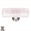 Sietto [SLK-228-SN] Handmade Glass Cabinet Knob - Skinny Glacier - Long - Rose - Satin Nickel Base - 2" L x 3/4" W