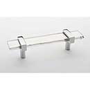 Sietto [P-1900-5.5-PC] Glass Cabinet Pull Handle - Adjustable Series - Clear - Polished Chrome Base - (3 1/2&quot;) Adjustable C/C - 5 1/2&quot; L