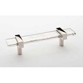 Sietto [P-1900-5.5-PN] Glass Cabinet Pull Handle - Adjustable Series - Clear - Polished Nickel Base - (3 1/2") Adjustable C/C - 5 1/2" L