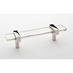 Sietto [P-1900-5.5-PN] Glass Cabinet Pull Handle - Adjustable Series - Clear - Polished Nickel Base - (3 1/2&quot;) Adjustable C/C - 5 1/2&quot; L