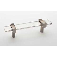 Sietto [P-1900-5.5-SN] Glass Cabinet Pull Handle - Adjustable Series - Clear - Satin Nickel Base - (3 1/2&quot;) Adjustable C/C - 5 1/2&quot; L