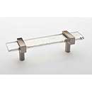 Sietto [P-1900-5.5-SN] Glass Cabinet Pull Handle - Adjustable Series - Clear - Satin Nickel Base - (3 1/2") Adjustable C/C - 5 1/2" L