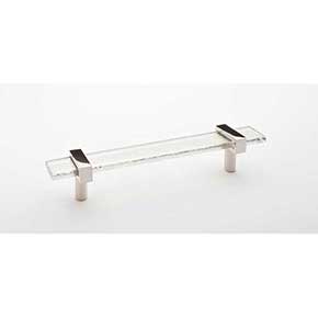Sietto [P-1900-7-PN] Glass Cabinet Pull Handle - Adjustable Series - Clear - Polished Nickel Base - (5") Adjustable C/C - 7" L
