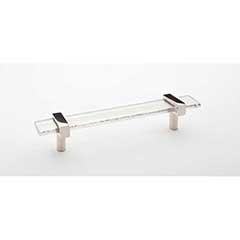 Sietto [P-1900-7-PN] Glass Cabinet Pull Handle - Adjustable Series - Clear - Polished Nickel Base - (5&quot;) Adjustable C/C - 7&quot; L