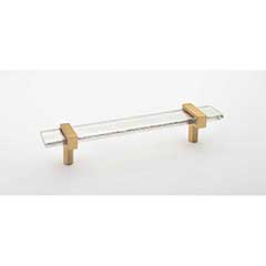 Sietto [P-1900-7-SB] Glass Cabinet Pull Handle - Adjustable Series - Clear - Satin Brass Base - (5") Adjustable C/C - 7" L