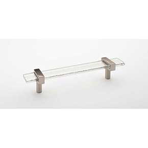 Sietto [P-1900-7-SN] Glass Cabinet Pull Handle - Adjustable Series - Clear - Satin Nickel Base - (5") Adjustable C/C - 7" L