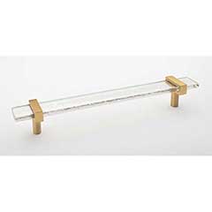 Sietto [P-1900-9-SB] Glass Cabinet Pull Handle - Adjustable Series - Clear - Satin Brass Base - (7&quot;) Adjustable C/C - 9&quot; L