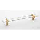 Sietto [P-1900-9-SB] Glass Cabinet Pull Handle - Adjustable Series - Clear - Satin Brass Base - (7&quot;) Adjustable C/C - 9&quot; L