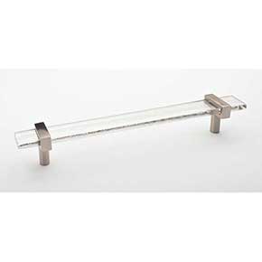 Sietto [P-1900-9-SN] Glass Cabinet Pull Handle - Adjustable Series - Clear - Satin Nickel Base - (7") Adjustable C/C - 9" L