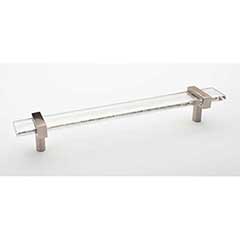 Sietto [P-1900-9-SN] Glass Cabinet Pull Handle - Adjustable Series - Clear - Satin Nickel Base - (7&quot;) Adjustable C/C - 9&quot; L