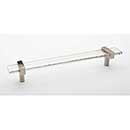 Sietto [P-1900-9-SN] Glass Cabinet Pull Handle - Adjustable Series - Clear - Satin Nickel Base - (7") Adjustable C/C - 9" L