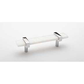 Sietto [P-1901-5.5-PC] Glass Cabinet Pull Handle - Adjustable Series - White - Polished Chrome Base - (3 1/2") Adjustable C/C - 5 1/2" L