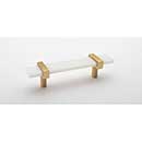 Sietto [P-1901-5.5-SB] Glass Cabinet Pull Handle - Adjustable Series - White - Satin Brass Base - (3 1/2&quot;) Adjustable C/C - 5 1/2&quot; L