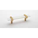 Sietto [P-1901-5.5-SB] Glass Cabinet Pull Handle - Adjustable Series - White - Satin Brass Base - (3 1/2") Adjustable C/C - 5 1/2" L