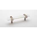 Sietto [P-1901-5.5-SN] Glass Cabinet Pull Handle - Adjustable Series - White - Satin Nickel Base - (3 1/2&quot;) Adjustable C/C - 5 1/2&quot; L