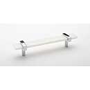 Sietto [P-1901-7-PC] Glass Cabinet Pull Handle - Adjustable Series - White - Polished Chrome Base - (5") Adjustable C/C - 7" L