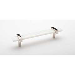Sietto [P-1901-7-PN] Glass Cabinet Pull Handle - Adjustable Series - White - Polished Nickel Base - (5&quot;) Adjustable C/C - 7&quot; L