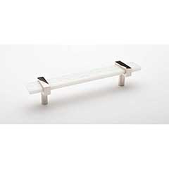 Sietto [P-1901-7-PN] Glass Cabinet Pull Handle - Adjustable Series - White - Polished Nickel Base - (5") Adjustable C/C - 7" L