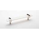 Sietto [P-1901-7-PN] Glass Cabinet Pull Handle - Adjustable Series - White - Polished Nickel Base - (5&quot;) Adjustable C/C - 7&quot; L