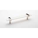 Sietto [P-1901-7-PN] Glass Cabinet Pull Handle - Adjustable Series - White - Polished Nickel Base - (5") Adjustable C/C - 7" L