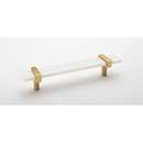 Sietto [P-1901-7-SB] Glass Cabinet Pull Handle - Adjustable Series - White - Satin Brass Base - (5&quot;) Adjustable C/C - 7&quot; L