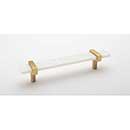 Sietto [P-1901-7-SB] Glass Cabinet Pull Handle - Adjustable Series - White - Satin Brass Base - (5") Adjustable C/C - 7" L