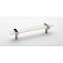 Sietto [P-1901-7-SN] Glass Cabinet Pull Handle - Adjustable Series - White - Satin Nickel Base - (5") Adjustable C/C - 7" L