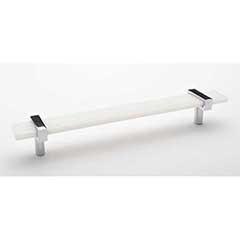 Sietto [P-1901-9-PC] Glass Cabinet Pull Handle - Adjustable Series - White - Polished Chrome Base - (7") Adjustable C/C - 9" L