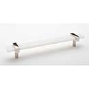Sietto [P-1901-9-PN] Glass Cabinet Pull Handle - Adjustable Series - White - Polished Nickel Base - (7") Adjustable C/C - 9" L