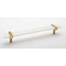 Sietto [P-1901-9-SB] Glass Cabinet Pull Handle - Adjustable Series - White - Satin Brass Base - (7") Adjustable C/C - 9" L