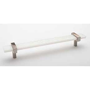 Sietto [P-1901-9-SN] Glass Cabinet Pull Handle - Adjustable Series - White - Satin Nickel Base - (7") Adjustable C/C - 9" L