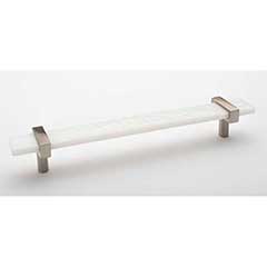 Sietto [P-1901-9-SN] Glass Cabinet Pull Handle - Adjustable Series - White - Satin Nickel Base - (7&quot;) Adjustable C/C - 9&quot; L