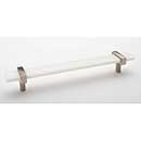 Sietto [P-1901-9-SN] Glass Cabinet Pull Handle - Adjustable Series - White - Satin Nickel Base - (7") Adjustable C/C - 9" L