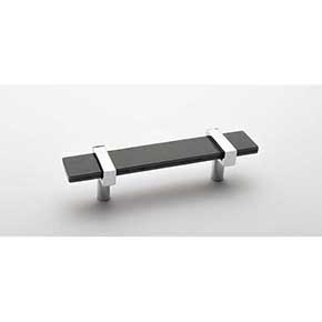 Sietto [P-1902-5.5-PC] Glass Cabinet Pull Handle - Adjustable Series - Slate Gray - Polished Chrome Base - (3 1/2") Adjustable C/C - 5 1/2" L