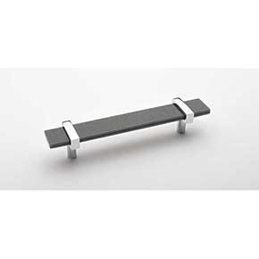 Sietto [P-1902-7-PC] Glass Cabinet Pull Handle - Adjustable Series - Slate Gray - Polished Chrome Base - (5") Adjustable C/C - 7" L