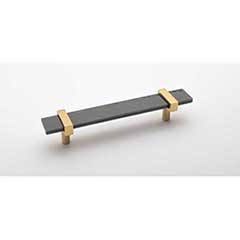 Sietto [P-1902-7-SB] Glass Cabinet Pull Handle - Adjustable Series - Slate Gray - Satin Brass Base - (5&quot;) Adjustable C/C - 7&quot; L