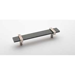 Sietto [P-1902-7-SN] Glass Cabinet Pull Handle - Adjustable Series - Slate Gray - Satin Nickel Base - (5") Adjustable C/C - 7" L