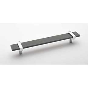 Sietto [P-1902-9-PC] Glass Cabinet Pull Handle - Adjustable Series - Slate Gray - Polished Chrome Base - (7") Adjustable C/C - 9" L