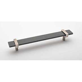Sietto [P-1902-9-SN] Glass Cabinet Pull Handle - Adjustable Series - Slate Gray - Satin Nickel Base - (7") Adjustable C/C - 9" L