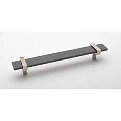 Sietto [P-1902-9-SN] Glass Cabinet Pull Handle - Adjustable Series - Slate Gray - Satin Nickel Base - (7") Adjustable C/C - 9" L