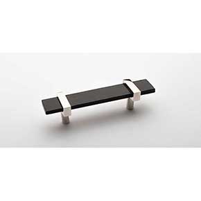 Sietto [P-1903-5.5-PN] Glass Cabinet Pull Handle - Adjustable Series - Black - Polished Nickel Base - (3 1/2") Adjustable C/C - 5 1/2" L