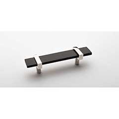 Sietto [P-1903-5.5-PN] Glass Cabinet Pull Handle - Adjustable Series - Black - Polished Nickel Base - (3 1/2&quot;) Adjustable C/C - 5 1/2&quot; L