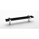 Sietto [P-1903-7-PC] Glass Cabinet Pull Handle - Adjustable Series - Black - Polished Chrome Base - (5") Adjustable C/C - 7" L